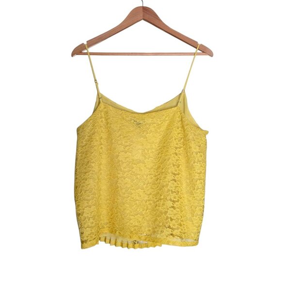 NWT Women's - Ann Taylor Yellow Pleated Lace Tank, Size XL - Picture 8 of 8